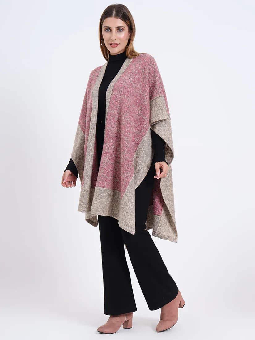 Fawn Dusk Lattice Patterned Weave Cape