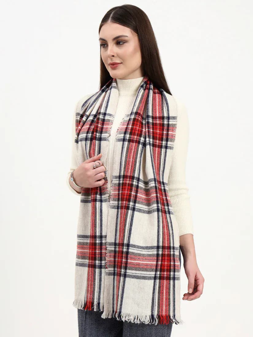 Snowfield Red Check Wool Scarf