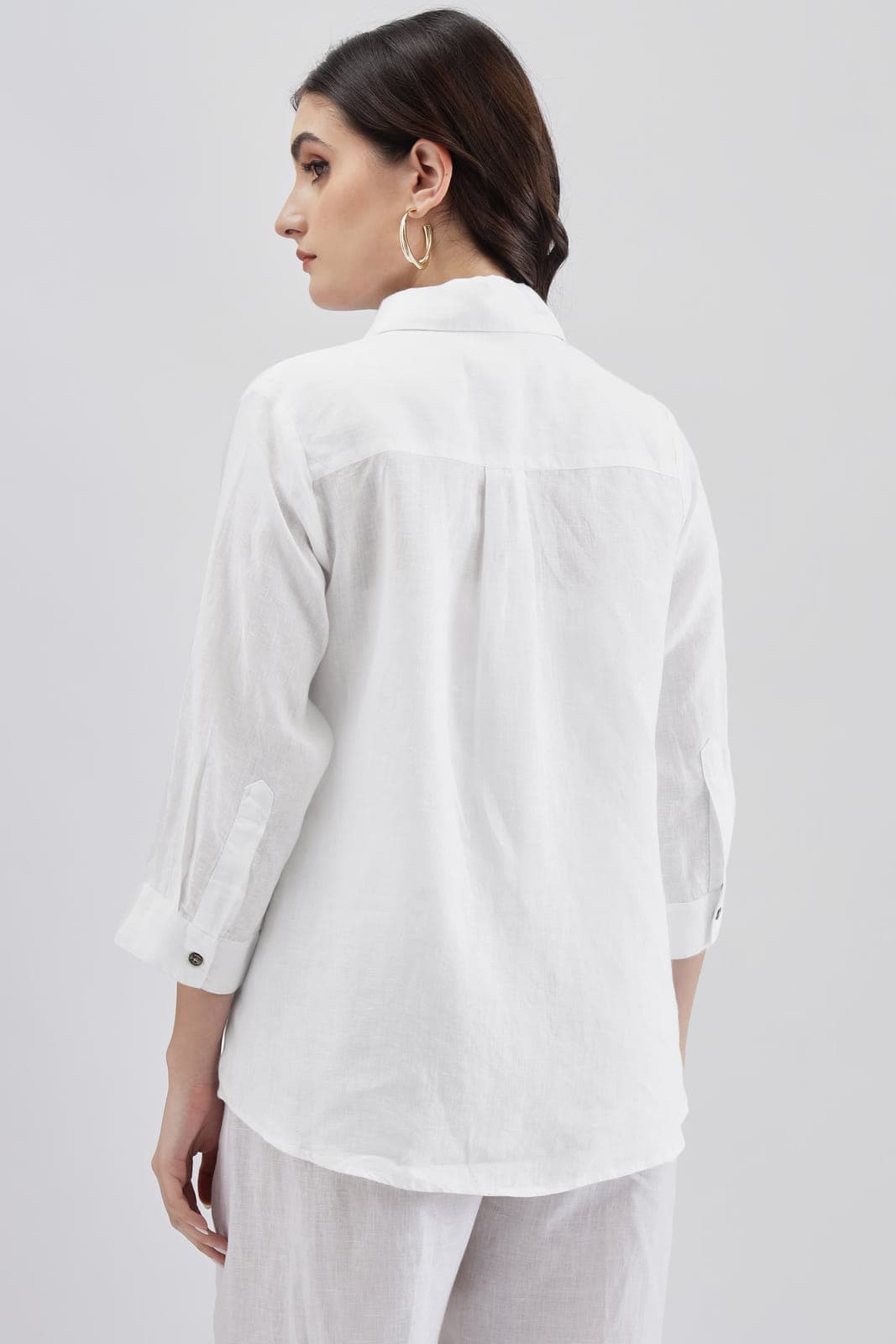 White Shirt with Colorful Bird Embroidary