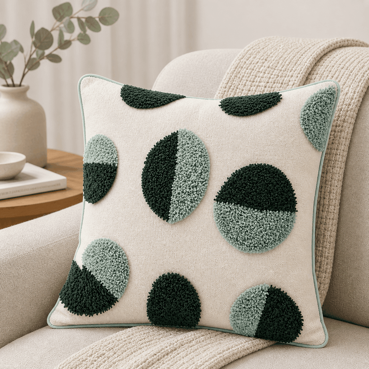 Sage Pebble Textured Cushion Cover
