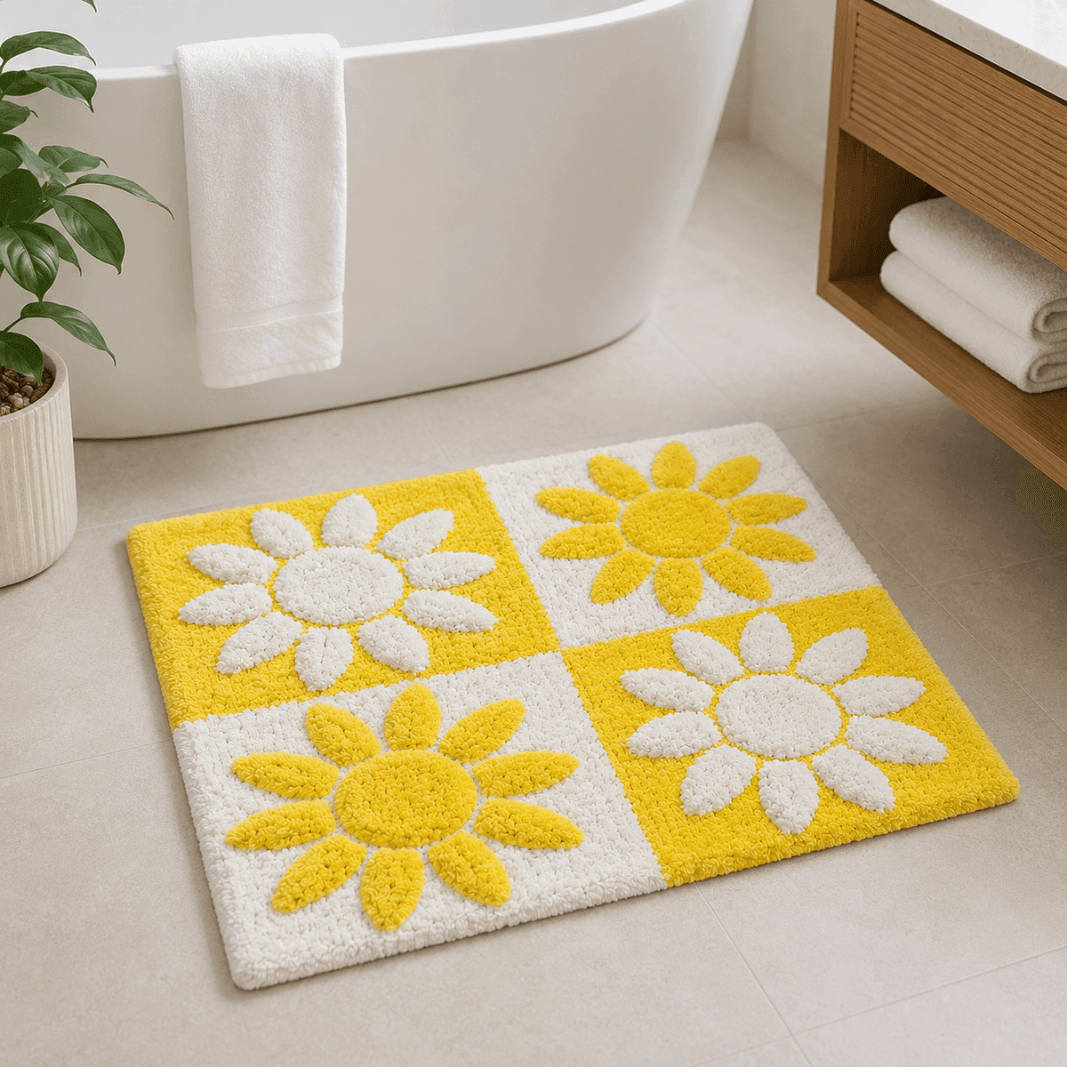 Sunny Bloom Tufted Bathmat