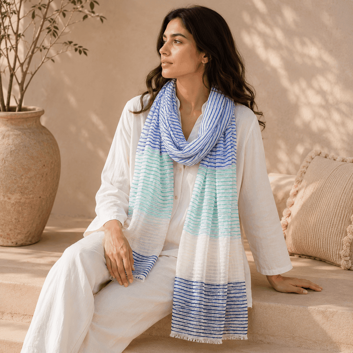 Ocean Breeze Cotton Scarf