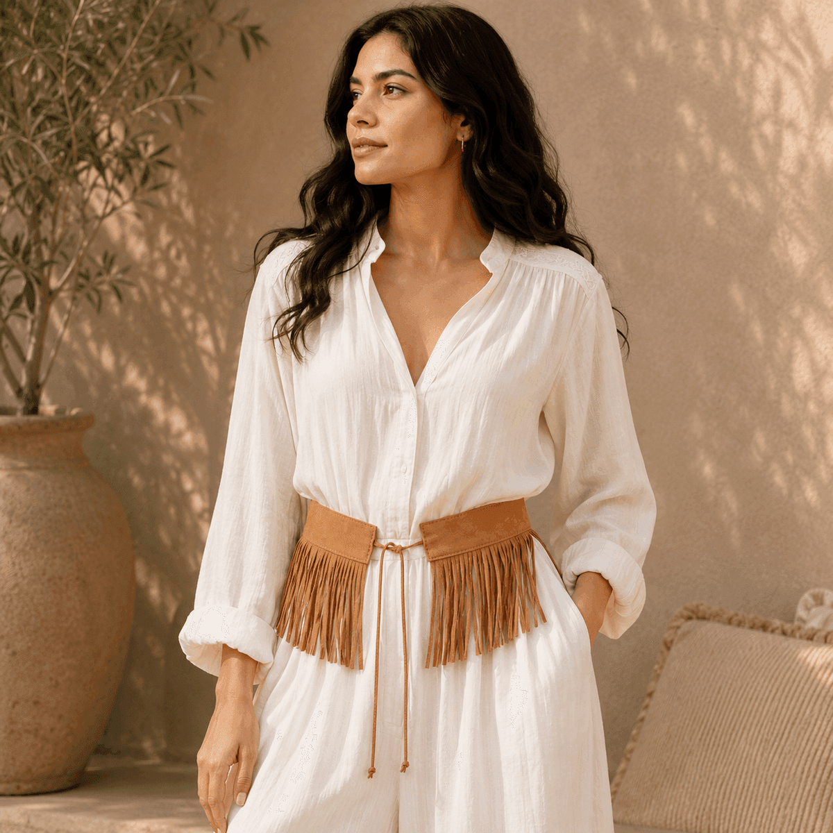 Sahara Fringe Suede Belt