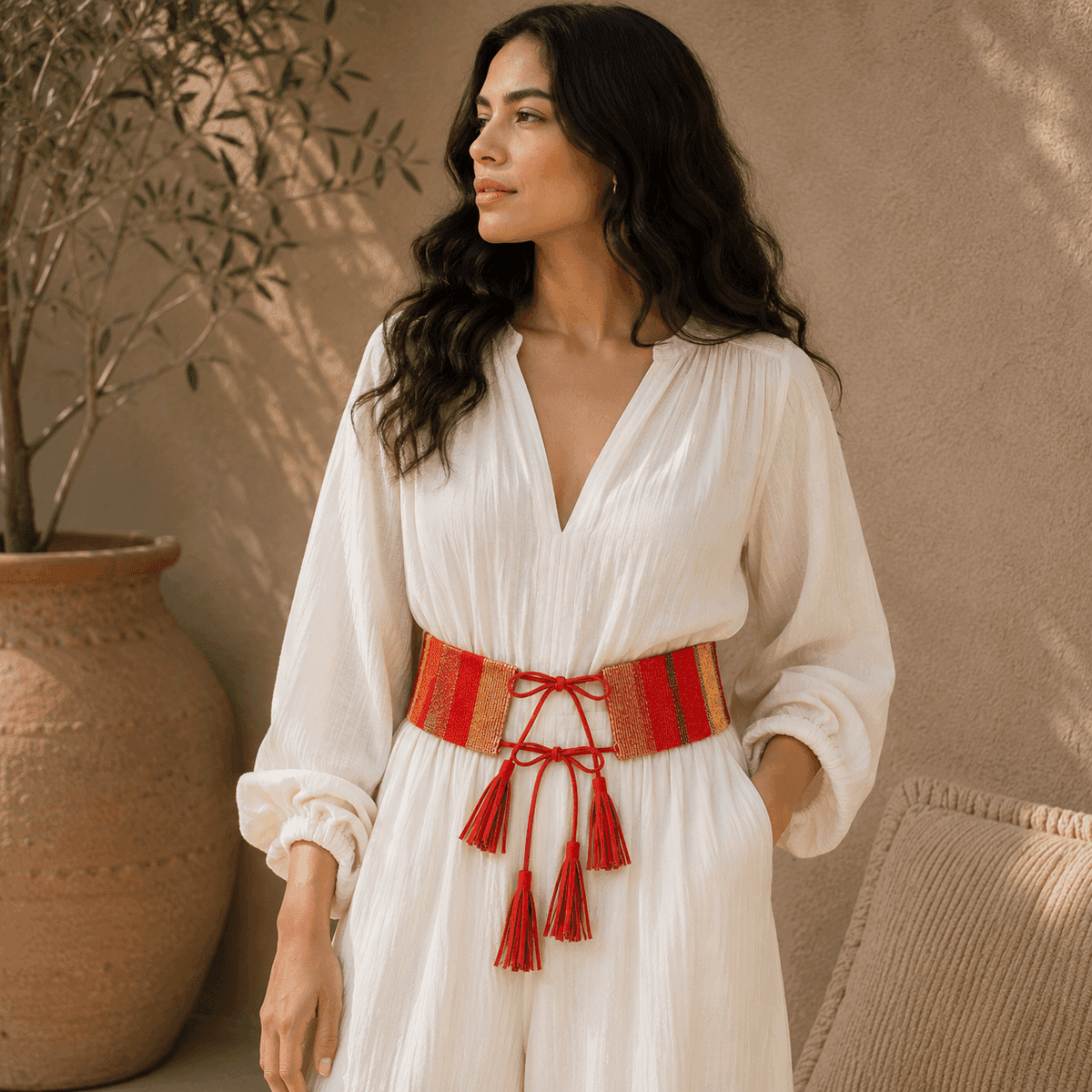 Sunset Tassel Beaded Belt