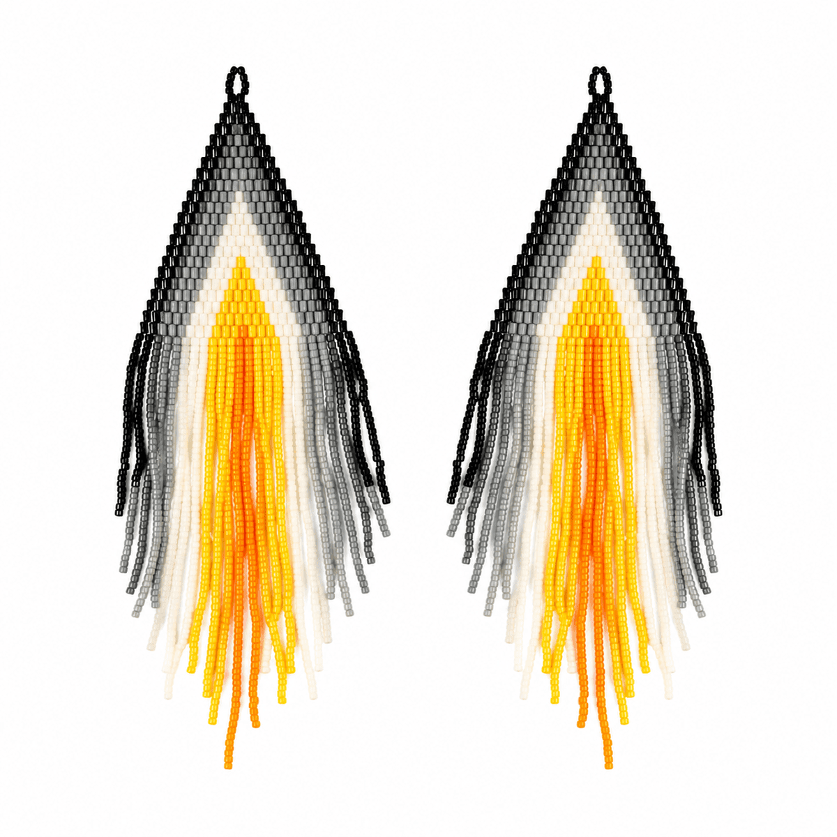 Desert Flame Fringe Beaded Earrings