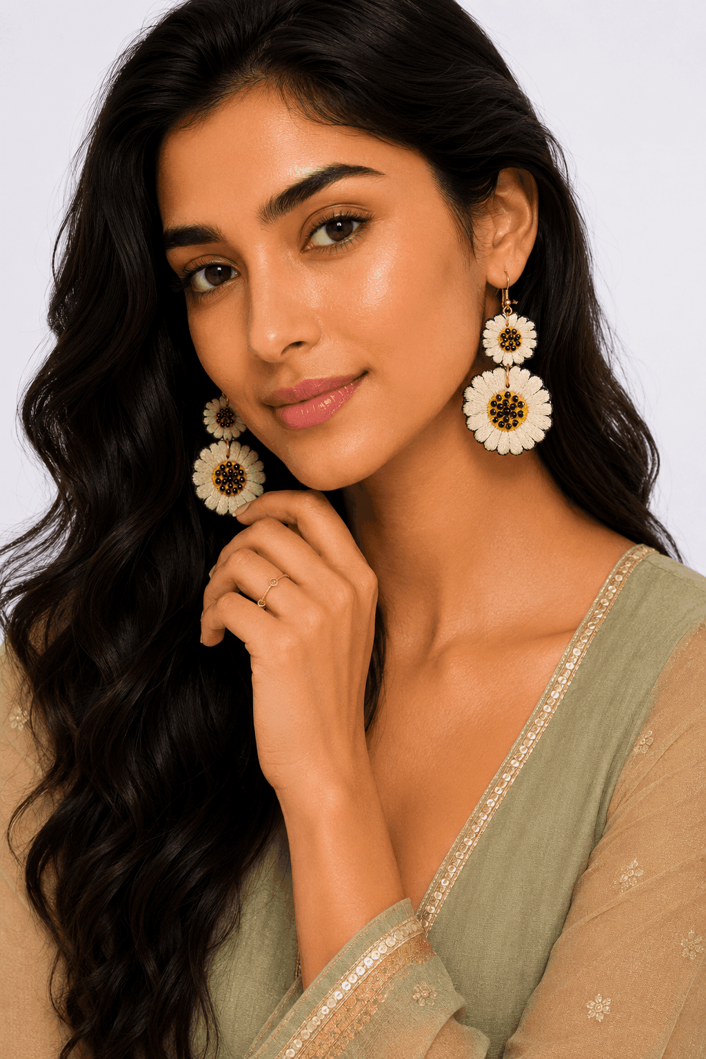 Daisy Bloom Embroidered Earrings